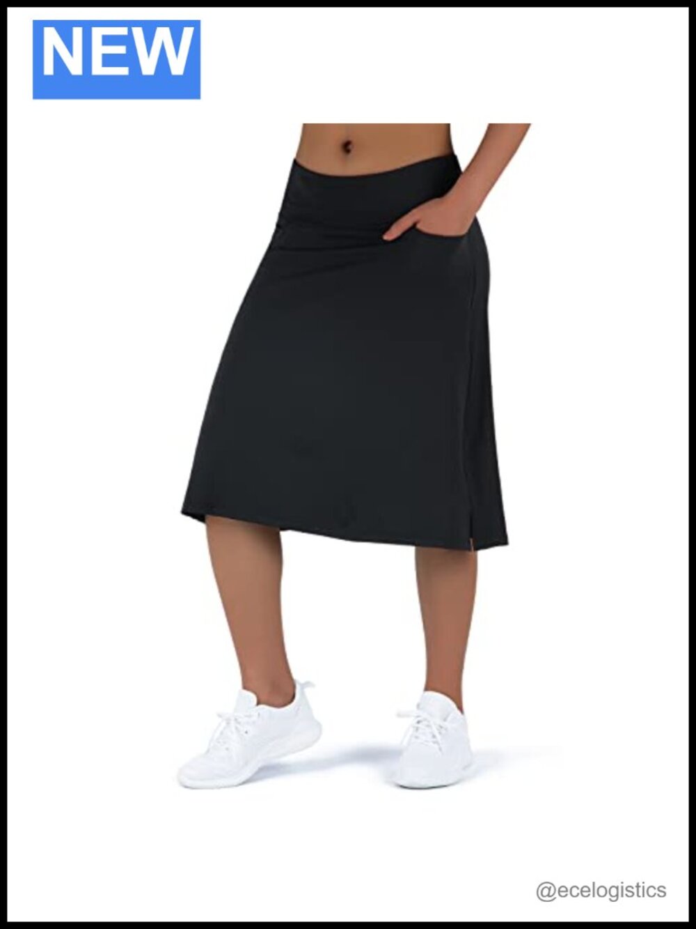 Women's Skort Athletic Skirt Midi Length 3 Pockets Built-in Shorts Zip Pocket